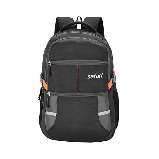 Safari Omega spacious/large laptop backpack with Raincover, college bag, travel bag for men and women, Black, 30 Litre